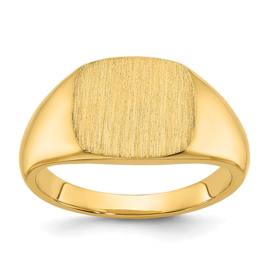 14k IBGoodman 12x12mm Men's Cushion Signet Ring