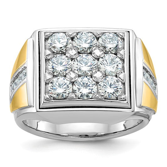 IBGoodman 14k Two-tone Men's Polished 2 1/3 Carat AA Quality Diamond Square Cluster Ring