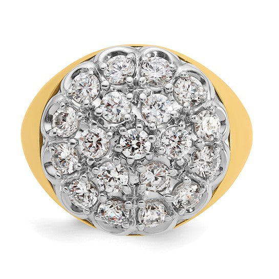 IBGoodman 14k Two-tone Men's Polished Round 3 1/4 Carat Lab Grown Diamond Cluster Ring