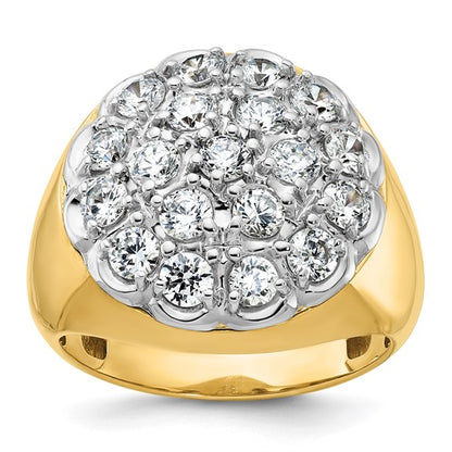 IBGoodman 14k Two-tone Men's Polished Round 3 1/4 Carat Lab Grown Diamond Cluster Ring