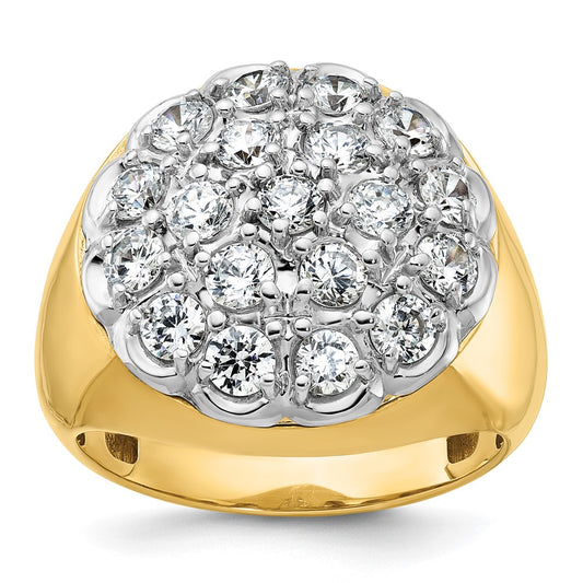 14k Two-tone IBGoodman Men's Polished Diamond Round Cluster Ring