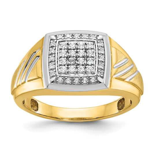 14k w/ White RH IBGoodman Men's Satin/Grooved Diamond Cluster Ring