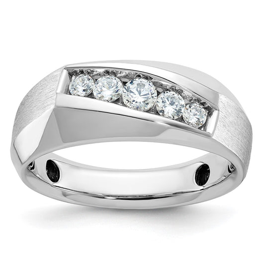 14k White Gold IBGoodman Men's Polished & Satin 5-Stone Ring Mounting
