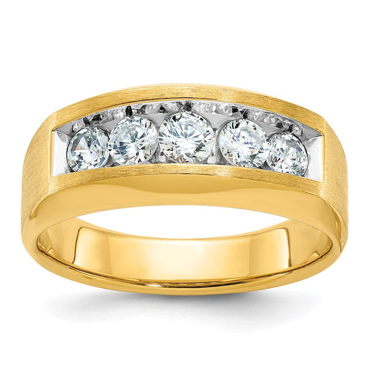 14k IBGoodman Men's Polished and Satin 5-Stone Ring Mounting