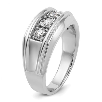 14k White Gold IBGoodman Men's 1 carat Diamond Complete Ring