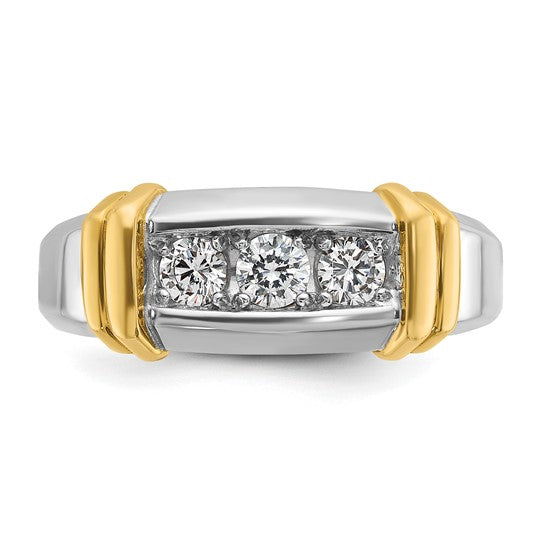 IBGoodman 14k Two-tone Men's Polished 3-Stone 1/2 Carat AA Quality Diamond Ring