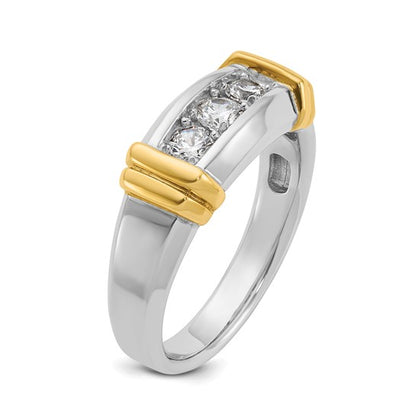 IBGoodman 14k Two-tone Men's Polished 3-Stone 1/2 Carat AA Quality Diamond Ring