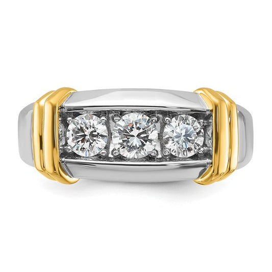 14k Two-tone IBGoodman Men's Lab Grown Diamond Complete Ring