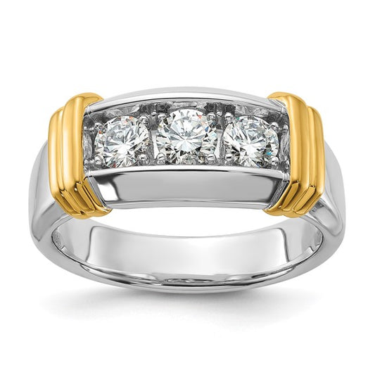 14k Two-tone IBGoodman Men's Lab Grown Diamond Complete Ring