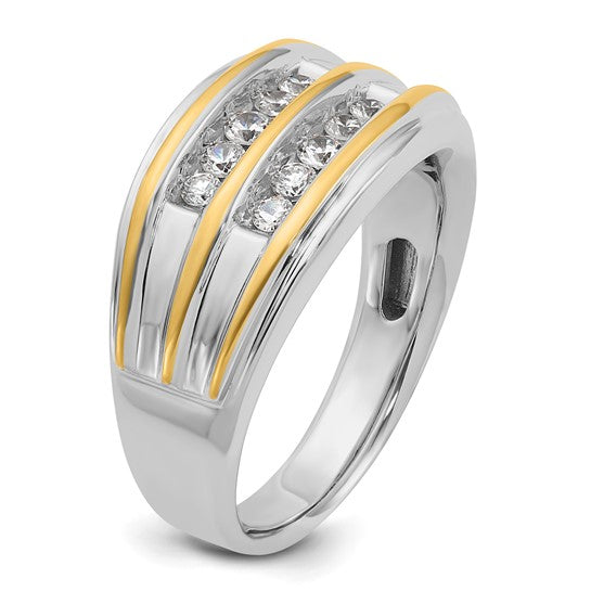 IBGoodman 14k Two-tone Men's Polished 2-Row 1/2 Carat AA Quality Diamond Ring