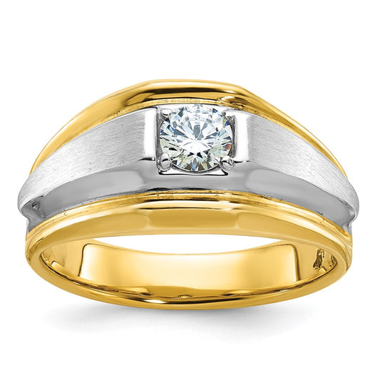 14k Two-tone IBGoodman Men's Polished and Satin Diamond Ring Mounting