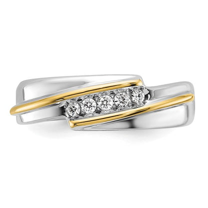 IBGoodman 14k Two-tone Men's Polished 5-Stone 1/6 Carat AA Quality Diamond Ring