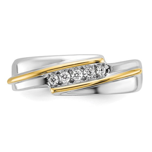 IBGoodman 14k Two-tone Men's Polished 5-Stone 1/6 Carat AA Quality Diamond Ring