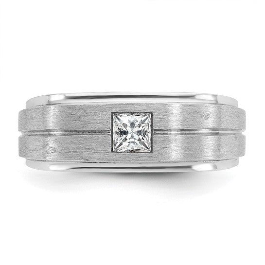 14k White Gold IBGoodman Men's Polished and Satin 3/8 carat Diamond Complete Ring