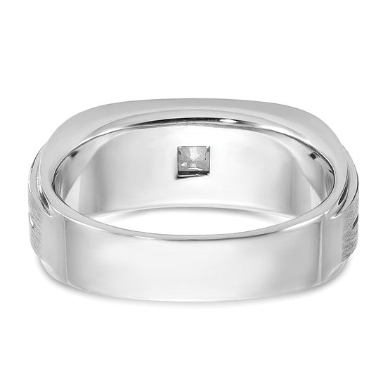 14k White Gold IBGoodman Men's Polished and Satin 3/8 carat Diamond Complete Ring