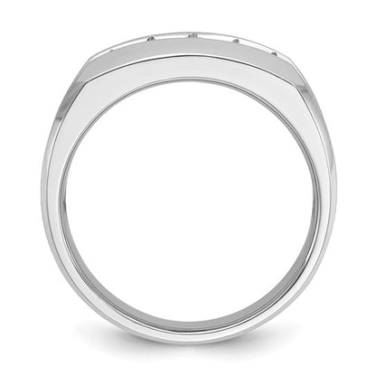 IBGoodman 14k White Gold Men's Polished and Satin 5-Stone 1/2 Carat AA Quality Diamond Ring