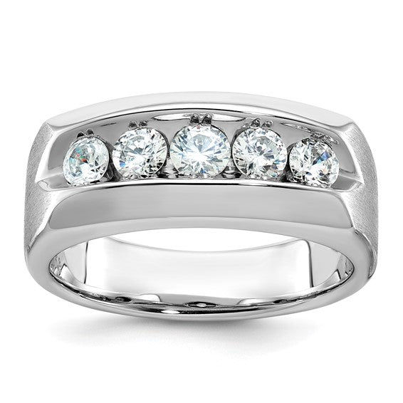 14k White Gold IBGoodman Men's Polished/Satin Lab Grown Diamond Complete Ring