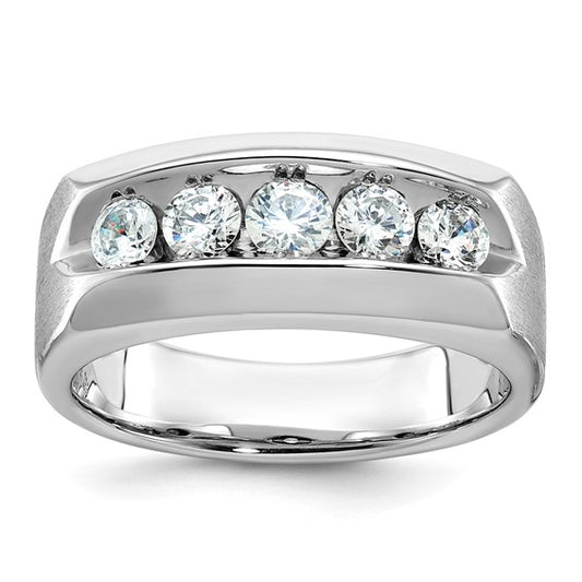 14k White Gold IBGoodman Men's Polished/Satin Lab Grown Diamond Complete Ring