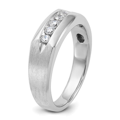 IBGoodman 14k White Gold Men's Polished and Satin 5-Stone 1/4 Carat AA Quality Diamond Ring