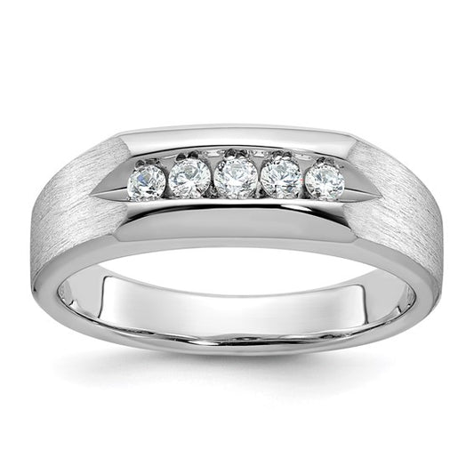 IBGoodman 14k White Gold Men's Polished and Satin 5-Stone 1/4 Carat AA Quality Diamond Ring