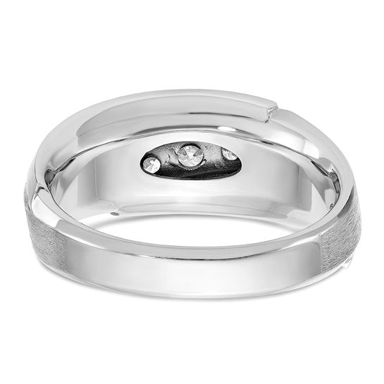 IBGoodman 14k White Gold Men's Polished and Satin 5-Stone 1/2 Carat AA Quality Diamond Ring