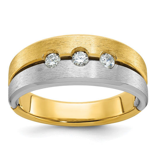 14k Two-tone IBGoodman Men's Polished and Satin Diamond Ring Mounting