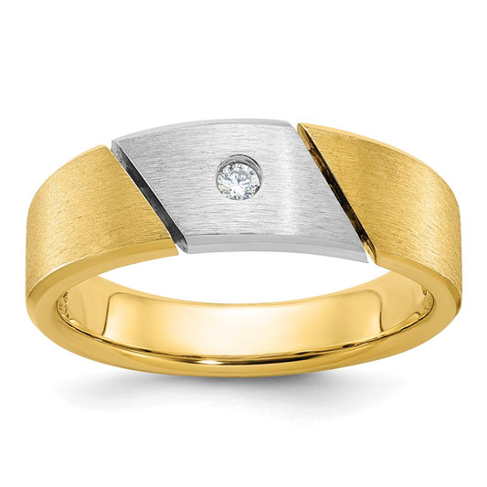 14k Two-tone IBGoodman Men's Polished and Satin Diamond Ring Mounting