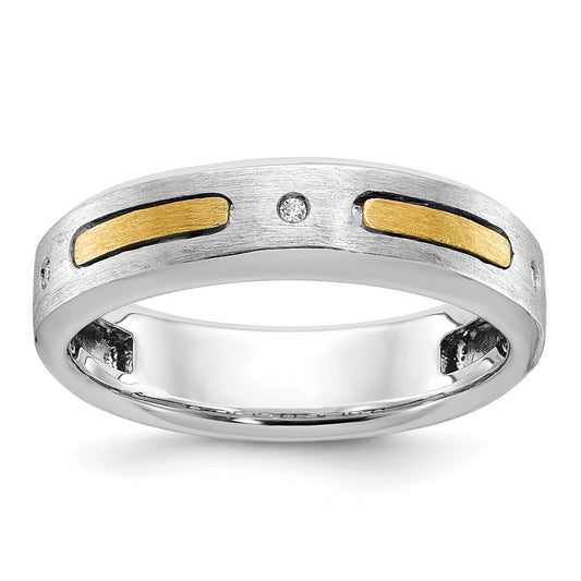14k Two-tone IBGoodman Men's Polished and Satin Diamond Ring Mounting