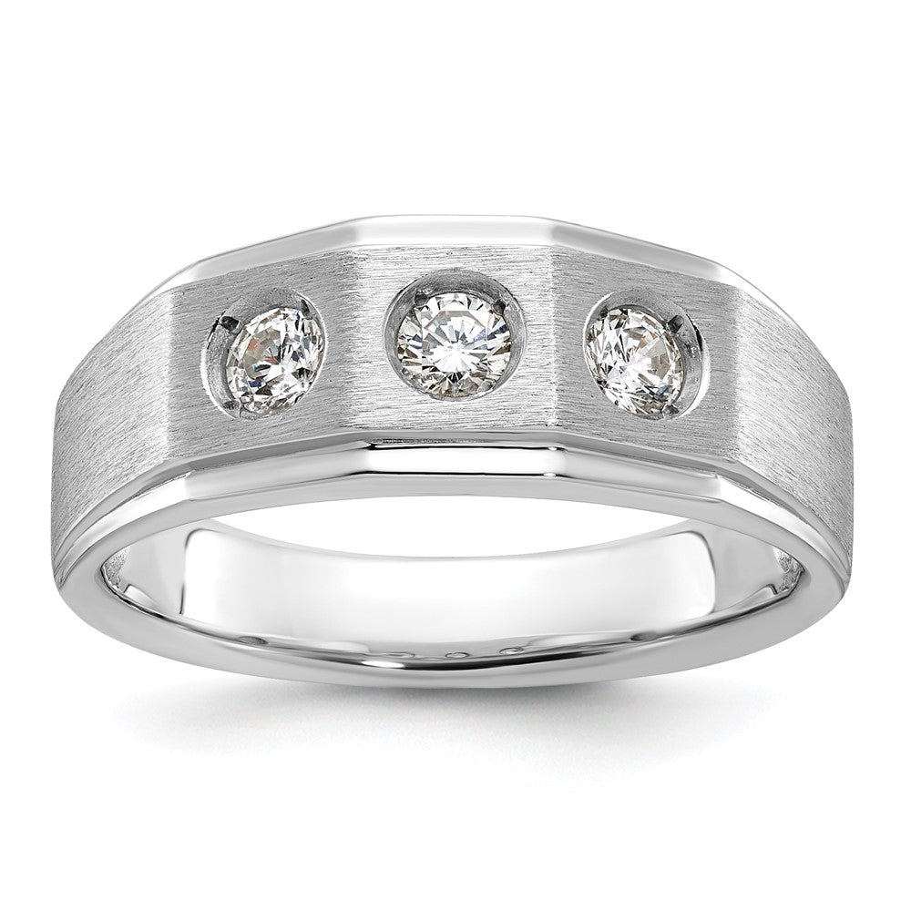 14k White Gold IBGoodman Men's Polished/Satin Diamond Complete Ring