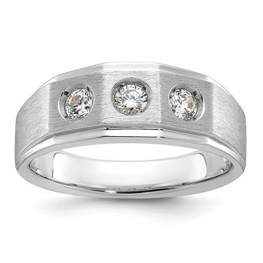 14k White Gold IBGoodman Men's Polished/Satin Diamond Complete Ring