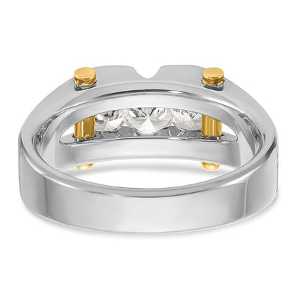 IBGoodman 10k Two-tone Men's Polished Satin and Cut-Out 3-Stone 3/4 Carat A Quality Diamond Ring