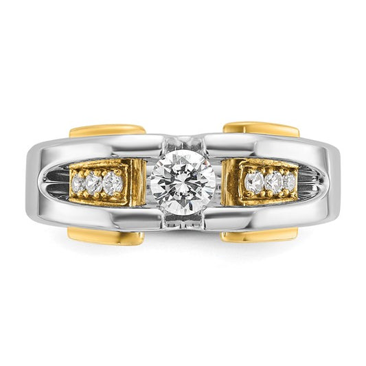 14k Two-tone IBGoodman Men's 1/2 carat Diamond Complete Ring