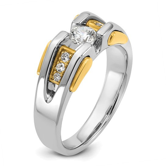 14k Two-tone IBGoodman Men's 1/2 carat Diamond Complete Ring