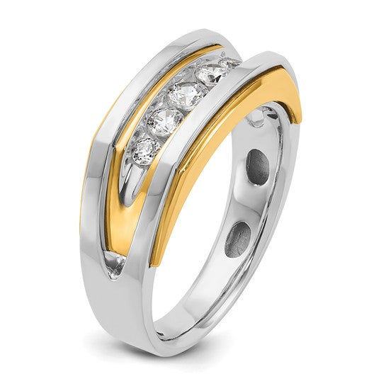 IBGoodman 14k Two-tone Men's Polished 5-Stone 1/2 Carat AA Quality Diamond Ring