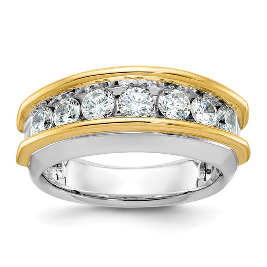 14k Two-tone IBGoodman Men's Polished 7-Stone AA Diamond Ring