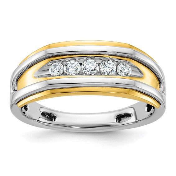 IBGoodman 10k Two-tone Men's Polished 5-Stone 1/4 Carat A Quality Diamond Ring