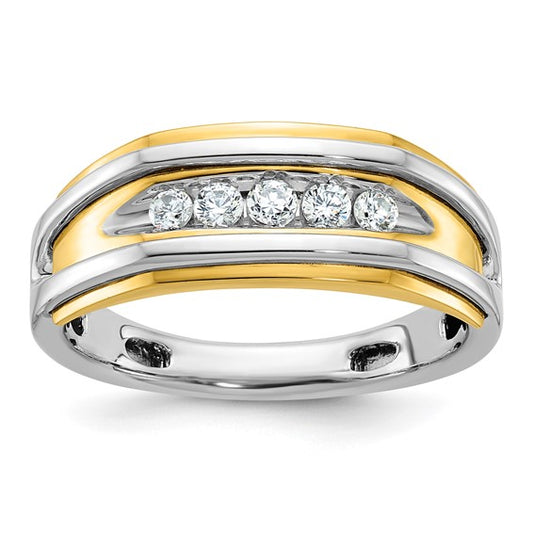 IBGoodman 10k Two-tone Men's Polished 5-Stone 1/4 Carat A Quality Diamond Ring