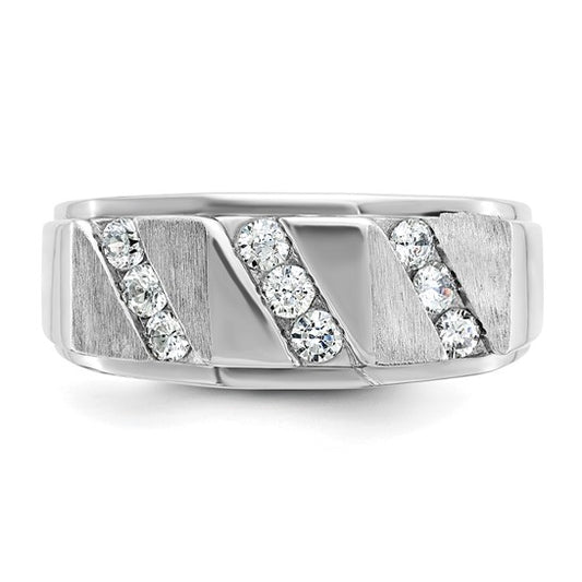IBGoodman 14k White Gold Men's Polished and Satin 1/2 Carat AA Quality Diamond Ring