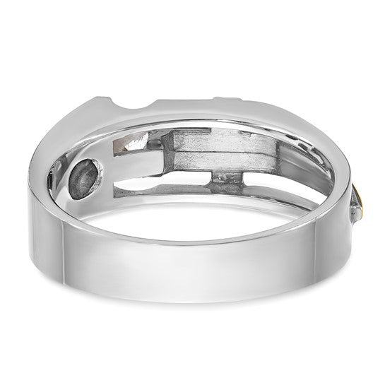 IBGoodman 14k Two-tone Men's Polished Satin and Cut-Out 1/3 Carat AA Quality Diamond Cross Ring