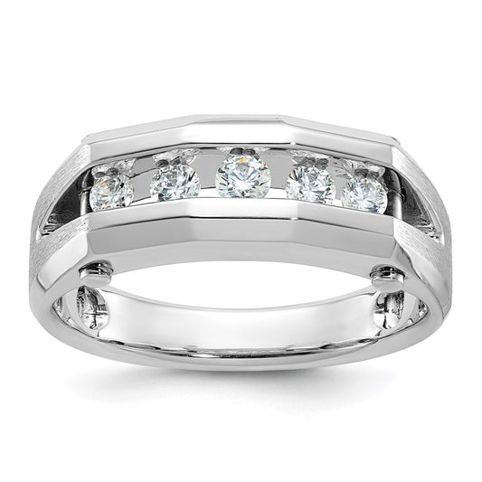 IBGoodman 14k White Gold 5 Stone Polished and Satin Men's Ring Mounting