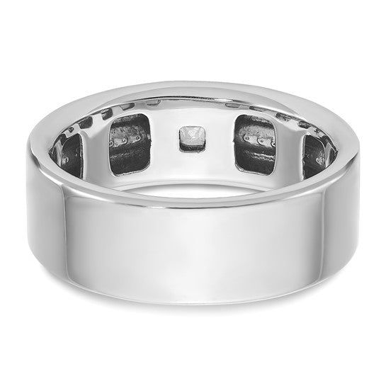 IBGoodman 14k White Gold Men's Polished and Satin 1/5 Carat AA Quality Diamond Ring