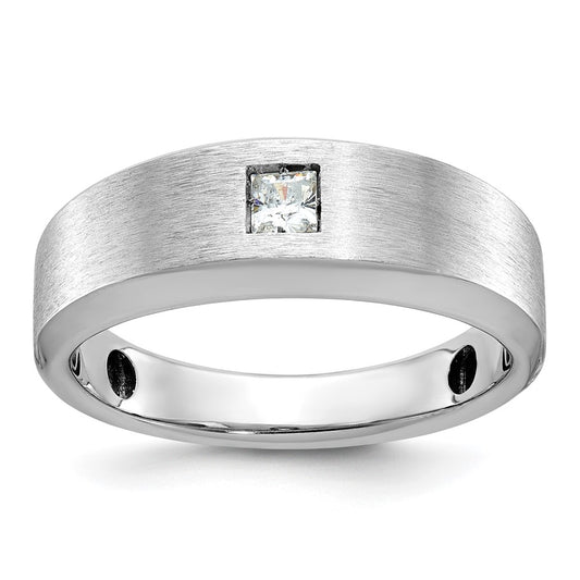 14k White Gold IBGoodman Men's Polished/Satin Diamond Complete Ring