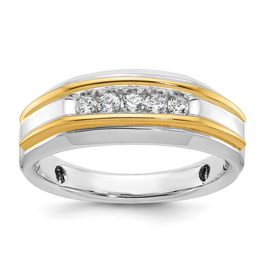 IBGoodman 14k Two-tone Men's Polished 5-Stone 1/4 Carat Lab Grown Diamond Ring