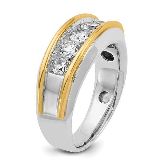 IBGoodman 14k Two-tone Men's Polished 5-Stone 1 Carat AA Quality Diamond Ring