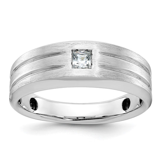 14k White Gold IBGoodman Men's Polished/Satin Diamond Complete Ring