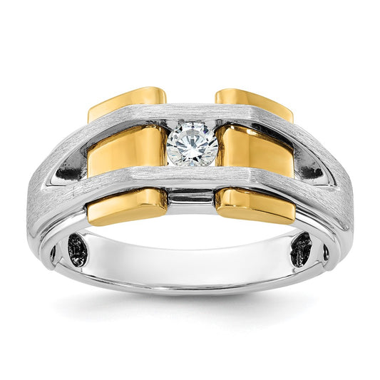 14k Two-tone IBGoodman Men's Polished and Satin Diamond Ring Mounting