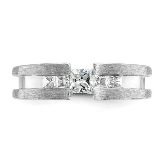 14k White Gold IBGoodman Men's 3/4 carat Diamond Complete Ring