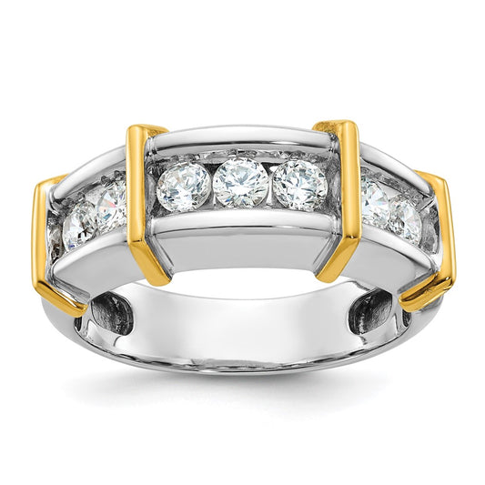 14k Two-tone IBGoodman Men's Polished 7-Stone Diamond Ring
