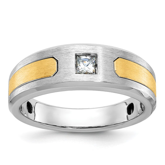 14k Two-tone IBGoodman Men's Polished and Satin Diamond Ring Mounting