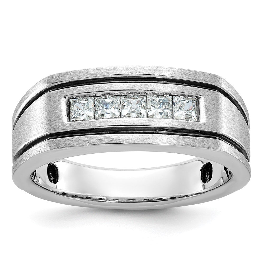 14kw IBGoodman Men's Polished Satin & Grooved 5-Stone Ring Mounting